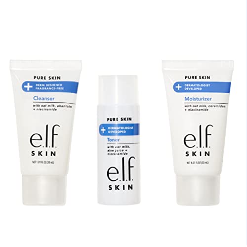 e.l.f. Pure Skin Back To Basics Mini Kit, Pure Skin Cleanser, Toner & Moisturizer, Soothing & Hydrating For All Skin Types