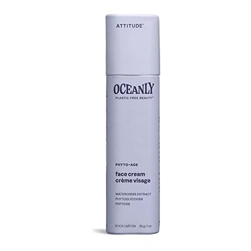 ATTITUDE Oceanly Face Cream Bar, EWG Verified, Plastic-free, Plant & Mineral-Based Ingredients, Vegan & Cruelty-free Beauty Products, PHYTO AGE, Unscented, 30 grams