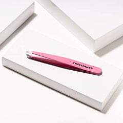 Tweezerman Exclusive Tea Rose Slant Tweezer - Hair Removal Tweezers, Stainless Steel