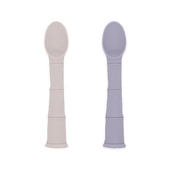 SILIPOP by Kushies Silicone Baby Spoon- 2pk with Suction. Soft Baby Feeding Utensil, Gum Friendly - Pink/Lilac