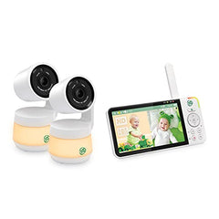 LeapFrog LF925-2HD 1080p WiFi Remote Access 360 Degree Pan & Tilt 2 Camera Video Baby Monitor with 5” High Definition 720p Display, Night Light, Color Night Vision (White) One Size