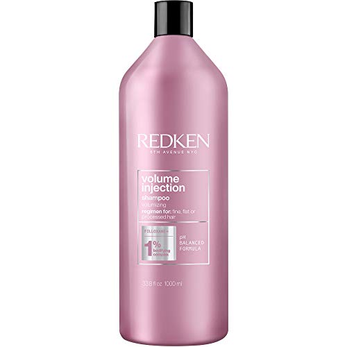 Redken Hair Shampoo, Volume Injection Shampoo, Hair Volumizer For Fine Hair, Volumizing Shampoo Adds Lift & Body, With Filoxane, Paraben Free, 1000 ML