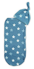 Itzy Ritzy Cocoon and Hat Swaddle Set, Cutie Cocoon Includes Name Announcement Card and Matching Jersey Knit Cocoon and Hat Set, Perfect for Newborn Photos, for Ages 0 to 3 Months, Blue Stars