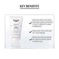 EUCERIN Urea Repair Replenishing Night Face Cream for Dry to Very Dry Skin | Face, 50mL | 5% Urea Cream | Ceramide Cream | Fragrance-free Cream| Non-Greasy Cream | Recommended Brand by Dermatologists