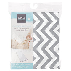 Kushies Changing Pad Cover for 1" pad, 100% breathable cotton, Made in Canada, Grey Chevron