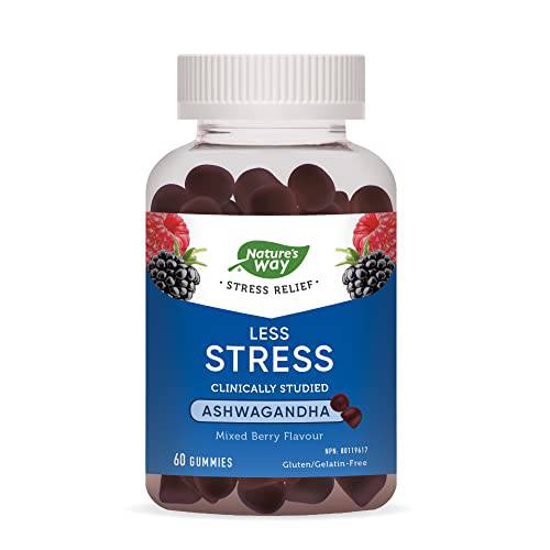 Nature's Way Less Stress Gummies – Clinically Studied Ashwagandha Supplement for Adults – Help to Reduce the Symptoms of Stress – Natural Mixed Berry Flavour, 60 Gummies