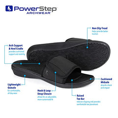 Powerstep Women's Arch Support, Plantar Fasciitis Relief Slide Sandal, Black, 11