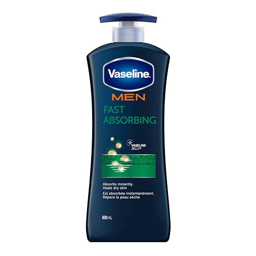 Vaseline Men 3 in 1 Body, Face & Hands Lotion 48 H dry skin moisturizer Fast Absorbing with Ultra Hydrating Lipids 600 ml