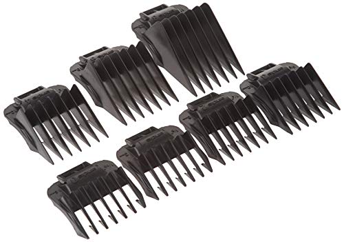 Andis 01380 7pc Snap-On Comb Set, Blade Attachments For MBA, ML And GC Model Trimmers, Black