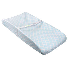 Ben & Noa Flannel Fitted Change Pad Sheet with Slits for Safety Straps, Blue Lattice