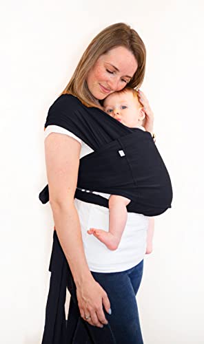 bblüv Snüg - Ready-To-Wear Baby Wrap Carrier - 4 Carrying Positions, Newborn To 18 Months, Breastfeed In On The Go, No Tying, No Knots, Adjustable (Black, Size 2)