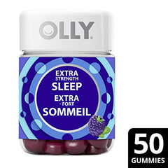 OLLY Extra Strength Sleep Gummy Supplement sleep aid Blackberry Zen blend of Melatonin, L-Theanine & Botanicals 25 day supply 50 gummies