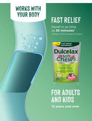 Dulcolax Soft Chews, Mixed Berry, Dependable and Gentle, Laxatives for Fast Occasional Constipation Relief, Vegan, Stimulant-Free, Gluten-Free, For Adults & Kids Ages 12 and Over - 30 ct, Pink