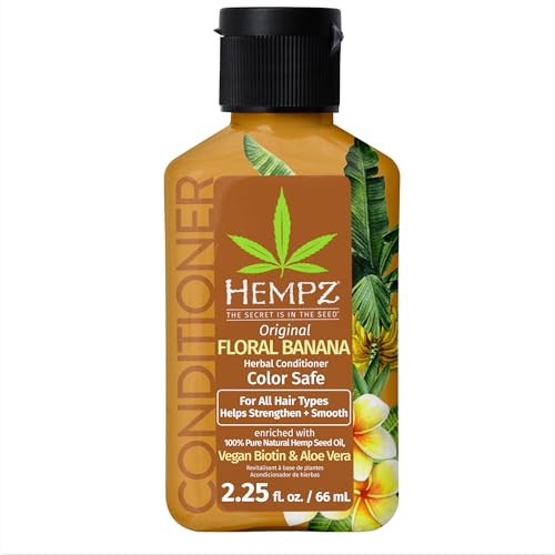 HEMPZ Light Floral & Banana Original Herbal Hair Conditioner - Enriching Hydration to Prevent Frizz, Enhance Shine with Natural Extracts - Travel Size 2.25 Fl OZ