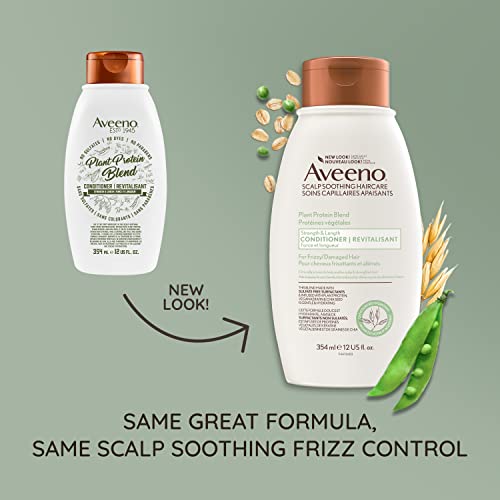 Aveeno Strength & Length Plant Protein Blend Conditioner, Vegan Formula for Strong Healthy-Looking Hair, 354 mL