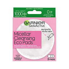 Garnier SkinActive Micellar Cleansing Eco Pads, Reusable Makeup Remover Microfiber Pads, With Ultra-Soft Polyester, Up To 1000 Washes, Pack Of 3