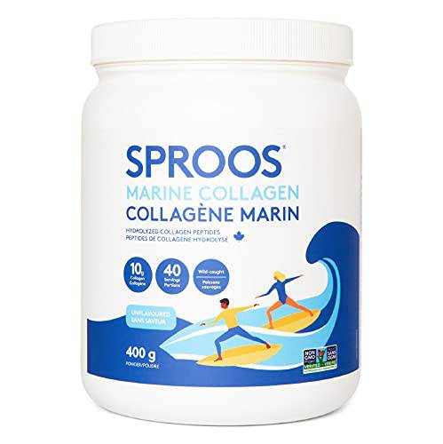 Sproos Premium Marine Collagen Peptide Powder | Wild-Caught, Non-GMO and Gluten-Free | Unflavored and Odorless (400 g Tub)