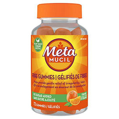 Metamucil Fibre Supplement Gummies, No Sugar Added, Orange Flavour, Prebiotic, Plant-Based, 72 Count, (Package May Vary)