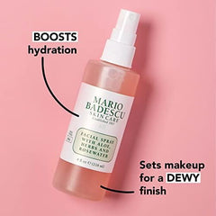 Mario Badescu Facial Spray with Aloe, Herbs and Rosewater for All Skin Types Face Mist that Hydrates, Rejuvenates & Clarifies 118 ml (Pack of 1)