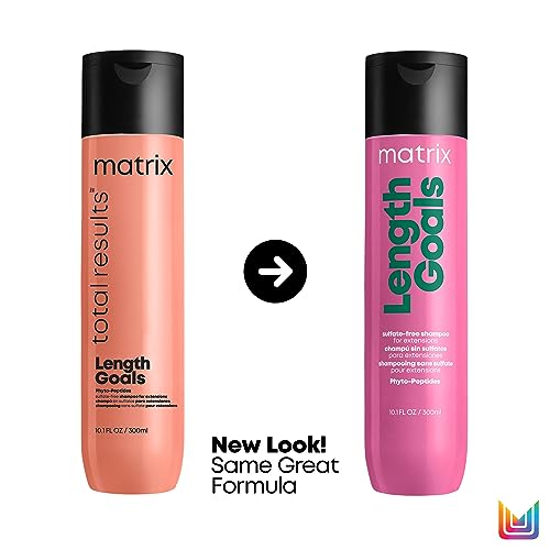 Matrix Hair Shampoo, Length Goals Shampoo For Hair Softening, Hair Detangler, Improves Manageability, For Hair Extensions, For Natural Hair, For Wigs, Paraben-Free, 300ml (Packaging May Vary)