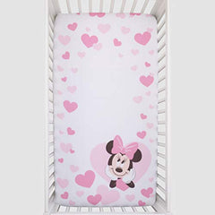 Disney Minnie Mouse - Pink and White Hearts Photo Op Fitted Crib Sheet (8902003P)