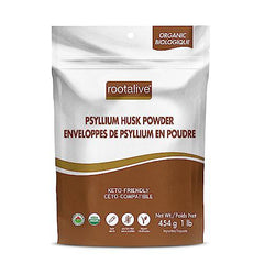 Rootalive - Organic Psyllium Husk Powder, Psyllium Husk Powder Organic for Digestive Support, Unflavored Soluble and Insoluble Fibre Powder, Vegan, Gluten-Free, 454 grams