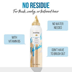 Pantene Dry Shampoo Foam, Gently Cleanses Hair with Vitamin B5, for Thick, Curly, Textured Hair, Safe for Color Treated Hair, Pro-V Refresh, 169 g