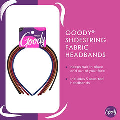 Goody Women's Classics Shoestring Fabric Headband, 5 Count