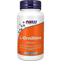 NOW Supplements L-Ornithine 500mg Capsules, 60 Count