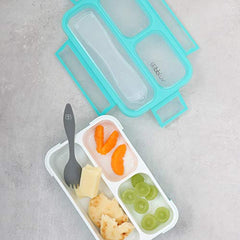 bblüv - Bentö - Small Sealed Lunchbox with Spork, Kids Leak-Proof, On-the-Go Meal, Snack Packing, BPA Free - For Kids (Aqua)