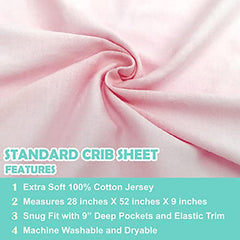 American Baby Company 100% Cotton Jersey Knit Fitted Crib Sheet for Standard Crib and Toddler Mattresses, Pink, for Girls