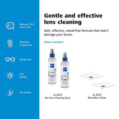 ZEISS Lens Cleaning Solution Kit (8 fl. oz. 2 pk.) 2 Bottles of Lens Cleaner, 2 Microfiber Cleaning Cloths