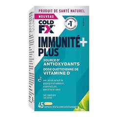 Cold-FX Immune+ Plus, with proprietary extract of North American Ginseng, Vitamin D, Zinc, Quercetin and Copper, Helps reduce Chance Cold and Flu, Immune System Support, 45 Vegan Vegetarian Capsules