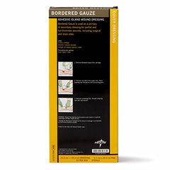 Medline Bordered Gauze Adhesive Island Wound Dressing, 4" x 10" with 2" x 8" Pad, 15 Per Box