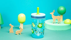 Zak Designs Kelso 15 oz Tumbler Set, (Campout) Non-BPA Leak-Proof Screw-On Lid with Straw Made of Durable Plastic and Silicone, Perfect Baby Cup Bundle for Kids (2pc Set)