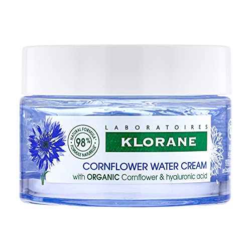 Klorane - Cornflower Water Cream with Organic Cornflower & 100% Plant-Based Hyaluronic Acid - All Skin Types, Face and Eyes, Paraben & Silicone-Free - 50ml