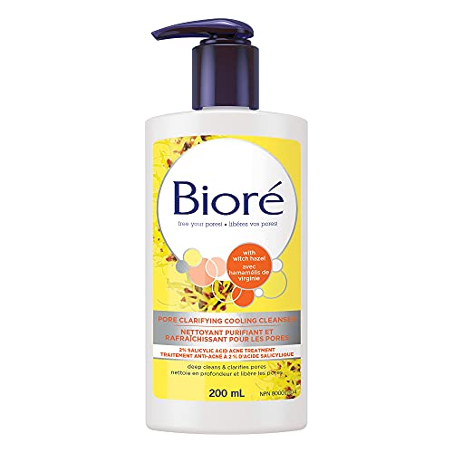 Bioré Pore Clarifying Cooling Cleanser with Witch Hazel, Salicylic Acid Face Wash for Acne Prone Skin (200 mL)