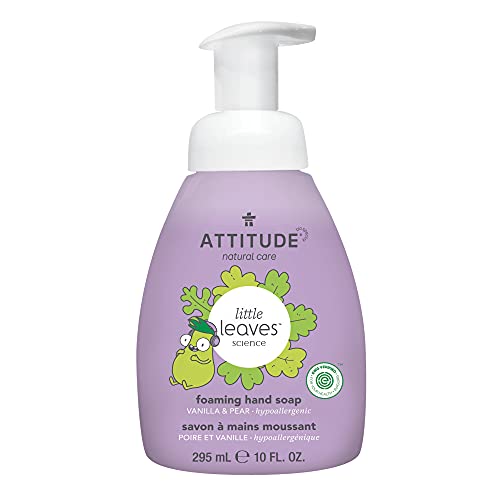 ATTITUDE Foaming Hand Soap for Kids, Hypoallergenic, EWG Verified, Plant- and Mineral-Based Ingredients, Vegan and Cruelty-free, Vanilla and Pear 295 mL