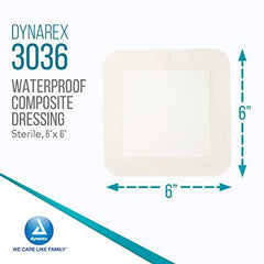 Dynarex 3036 Dynaguard Waterproof Composite Dressing 6 x 6 Inch 10 Count