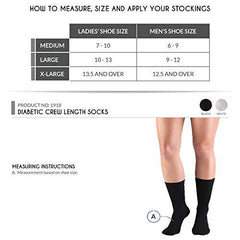 Truform Diabetic Socks for Men and Women, Medical Style Crew Length, Mid Calf Height, 3 Pairs, Tan, Medium