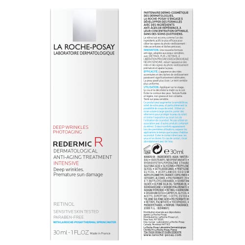 La Roche-Posay Anti Wrinkle Face Serum, Redermic R Anti-Aging Retinol Serum with Neurosensine, Paraben-Free, Suitable for Sensitive Skin, 30mL