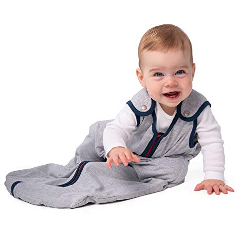 baby deedee 100% Cotton Sleeping Sack, Baby Sleeping Bag Wearable Blanket, Sleep Nest Lite, Infant and Toddler, Gray Navy, Large (18-36 Months)