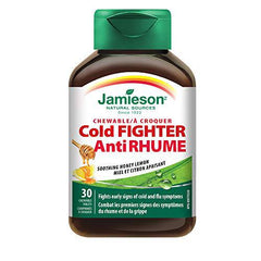 Jamieson Cold Fighter Chewable - With Echinacea, Ginger, Vitamin C and Zinc, Gluten-Free, 30 Count (Pack of 1)