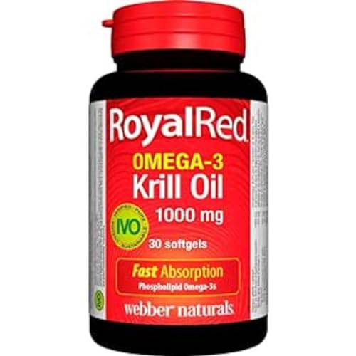 Webber Naturals RoyalRed Krill Oil 1000 mg, 30 Softgels, Supports Cardiovascular Health and Brain Function, Antioxidant Support