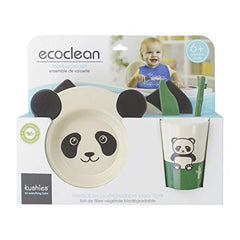 Kushies Baby Ecoclean Panda Eco-Friendly Tableware 5-Piece Set, Eco-Conscious Dinnerware, Non-Toxic, Made of Bio-Degradable Plant Fibre