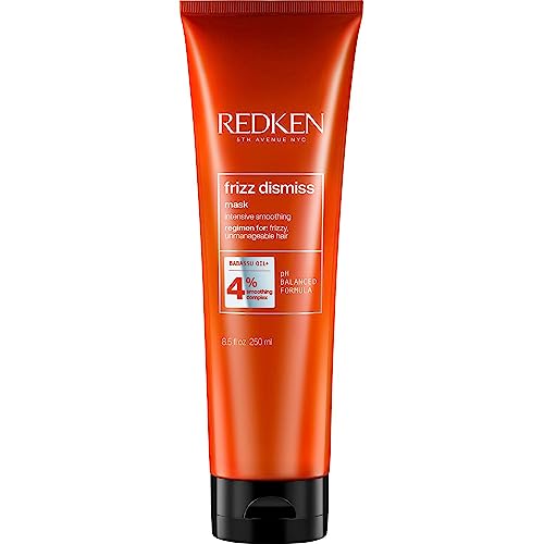 Redken Hair Mask, Frizz Dismiss Mask, Anti-Frizz, Humidity Protection, For Frizzy Hair, Ultra Hydrating Smoothing Hair Mask, Sulfate Free, With Babassu Oil, 250 ML