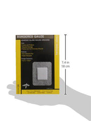 Medline Bordered Gauze Adhesive Island Wound Dressing, 4" x 5" with 2.5" x 2.5" Pad, 15 Per Box