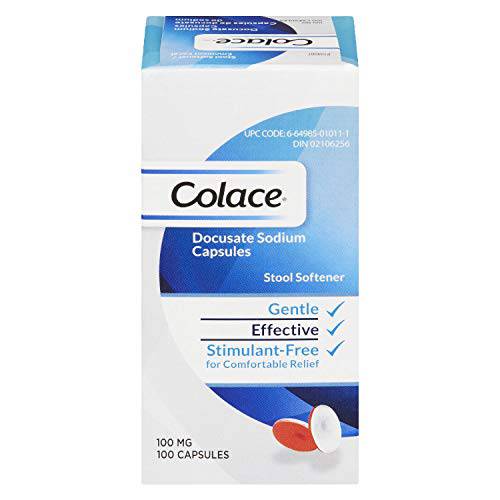 Colace Docusate Sodium Stool Softener Capsules | Treats Occasional Constipation | 100 Mg | 100 Count