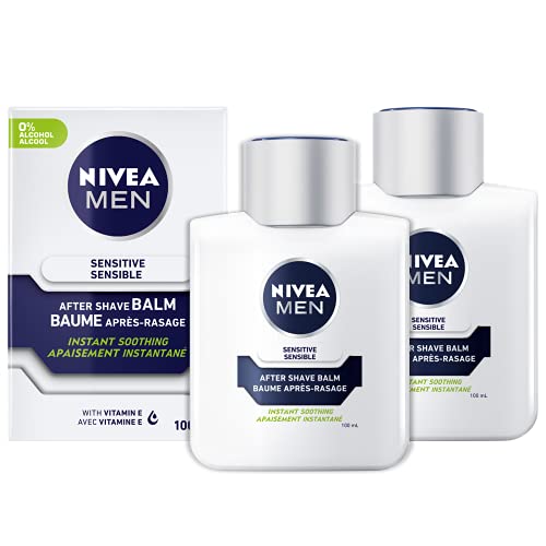 NIVEA Men Sensitive Skin After Shave Balm (2x100ml), Aftershave for Sensitive Skin, No Drying Alcohol, Instantly Soothes & Protects Skin from Shaving irritations, 200 ml.