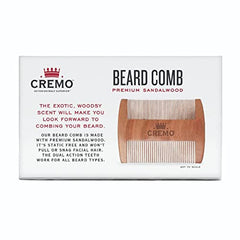 Cremo Dual-Sided 100% Sandalwood Beard Comb That Is Static Free And Won't Pull Or Snag Facial Hair